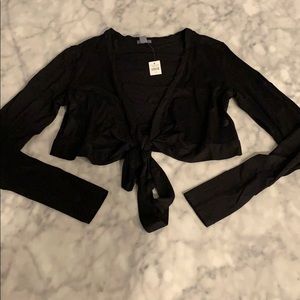 ❌SOLD❌ Aerie Black Long Sleeve Crop Wrap Top Small